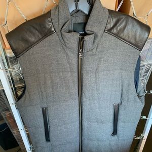 VINCE Wool Blend Leather Trim Men's Vest Size L